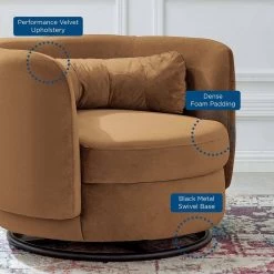 Relish Cognac Performance Velvet Performance Velvet Swivel Chair by MODWAY 14 Relish Cognac Performance Velvet Performance Velvet Swivel Chair by MODWAY -MODWAY store cognac modway accent chairs eei 5001 blk cog 44 1000