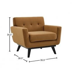 Engage Performance Velvet Armchair in Cognac by MODWAY -MODWAY store cognac modway accent chairs eei 5598 cog 40 1000