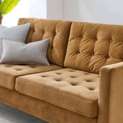 Exalt 75 in. Wide Tufted Squared Arm Performance Velvet Modern Straight Sofa in Cognac by MODWAY 19 Exalt 75 in. Wide Tufted Squared Arm Performance Velvet Modern Straight Sofa in Cognac by MODWAY -MODWAY store cognac modway sofas couches eei 4444 cog 31 1000