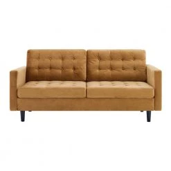 Exalt 75 in. Wide Tufted Squared Arm Performance Velvet Modern Straight Sofa in Cognac by MODWAY 15 Exalt 75 in. Wide Tufted Squared Arm Performance Velvet Modern Straight Sofa in Cognac by MODWAY -MODWAY store cognac modway sofas couches eei 4444 cog 4f 1000