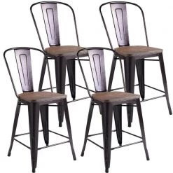Cooper 4- Piece Stackable Metal Kitchen Dining Chairs by Boyel Living