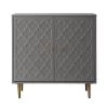 2-Door Gray Pattern High Gloss with Ready to Assemble Brushed Golden Leg Accent Cabinet by Boyel Living 1 2-Door Gray Pattern High Gloss with Ready to Assemble Brushed Golden Leg Accent Cabinet by Boyel Living -MODWAY store dark gray boyel living accent cabinets kdw 1472f gy 64 1000
