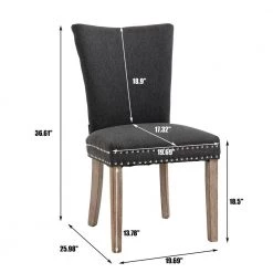 40 in. Classic Dark Gray Linen Fabric Nailhead Tufted Parsons Chair Dining Chair with Solid Wood Legs (Set of 2/ BX-Box) by Boyel Living -MODWAY store dark gray boyel living dining chairs bl ys0k23 c3 1000