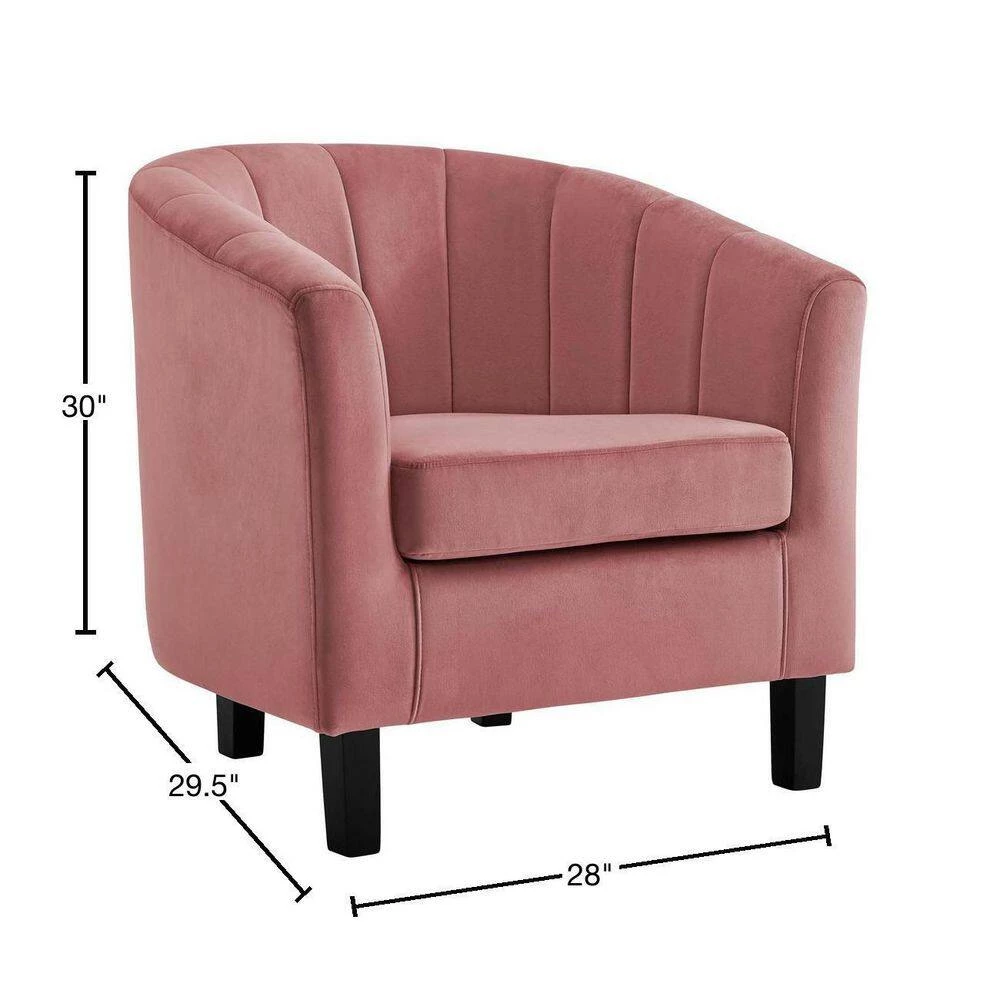 Prospect Dusty Rose Channel Tufted Upholstered Velvet Armchair by MODWAY 5 Prospect Dusty Rose Channel Tufted Upholstered Velvet Armchair by MODWAY - Image 3