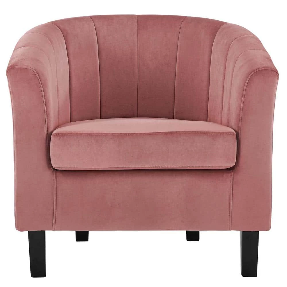 Prospect Dusty Rose Channel Tufted Upholstered Velvet Armchair by MODWAY 3 Prospect Dusty Rose Channel Tufted Upholstered Velvet Armchair by MODWAY