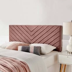 Alyson Chevron Tufted Performance Velvet Full / Queen Headboard in Dusty Rose by MODWAY -MODWAY store dusty rose modway headboards mod 6144 dus 31 1000
