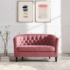 Prospect 49 in. Dusty Rose Velvet 2-Seater Loveseat with Round Arms by MODWAY 17 Prospect 49 in. Dusty Rose Velvet 2-Seater Loveseat with Round Arms by MODWAY -MODWAY store dusty rose modway loveseats eei 2615 dus 31 1000