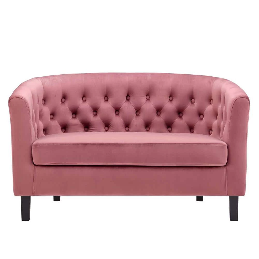Prospect 49 in. Dusty Rose Velvet 2-Seater Loveseat with Round Arms by MODWAY 6 Prospect 49 in. Dusty Rose Velvet 2-Seater Loveseat with Round Arms by MODWAY - Image 4