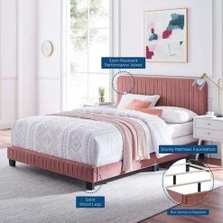 Celine Dusty Rose Channel Tufted Performance Velvet King Bed by MODWAY -MODWAY store dusty rose modway panel beds mod 6329 dus 31 1000