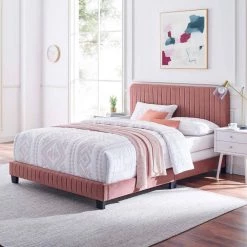Celine Dusty Rose Channel Tufted Performance Velvet Full Bed by MODWAY -MODWAY store dusty rose modway panel beds mod 6331 dus c3 1000
