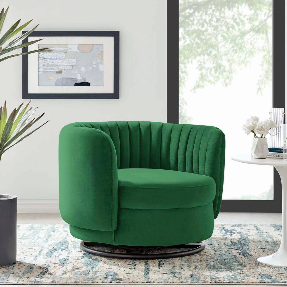 Embrace Emerald Tufted Performance Velvet Swivel Chair by MODWAY 8 Embrace Emerald Tufted Performance Velvet Swivel Chair by MODWAY - Image 6