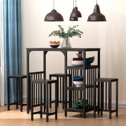 5-Piece Espresso Counter Height Dining Set with 3-Tier Storage Shelf for Kitchen and Dining Room by Boyel Living -MODWAY store espresso boyel living dining room sets tm wf195376aap 31 1000