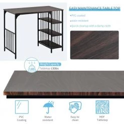 5-Piece Espresso Counter Height Dining Set with 3-Tier Storage Shelf for Kitchen and Dining Room by Boyel Living -MODWAY store espresso boyel living dining room sets tm wf195376aap 44 1000