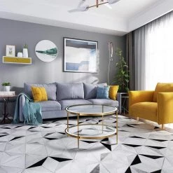 32 in. Clear/Gold Medium Round Glass Coffee Table with Storage Shelf by Boyel Living 15 32 in. Clear/Gold Medium Round Glass Coffee Table with Storage Shelf by Boyel Living -MODWAY store gold boyel living coffee tables ct 1353r 44 1000