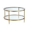32 in. Clear/Gold Medium Round Glass Coffee Table with Storage Shelf by Boyel Living 1 32 in. Clear/Gold Medium Round Glass Coffee Table with Storage Shelf by Boyel Living -MODWAY store gold boyel living coffee tables ct 1353r 64 1000