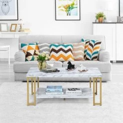 39.5 in. Gold Modern Coffee Table with Faux Marble Top by Boyel Living 15 39.5 in. Gold Modern Coffee Table with Faux Marble Top by Boyel Living -MODWAY store gold boyel living coffee tables hysn 66338 31 1000