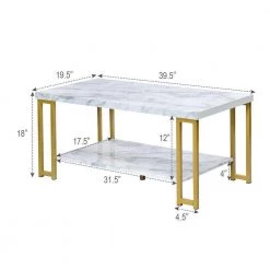 39.5 in. Gold Modern Coffee Table with Faux Marble Top by Boyel Living 14 39.5 in. Gold Modern Coffee Table with Faux Marble Top by Boyel Living -MODWAY store gold boyel living coffee tables hysn 66338 44 1000