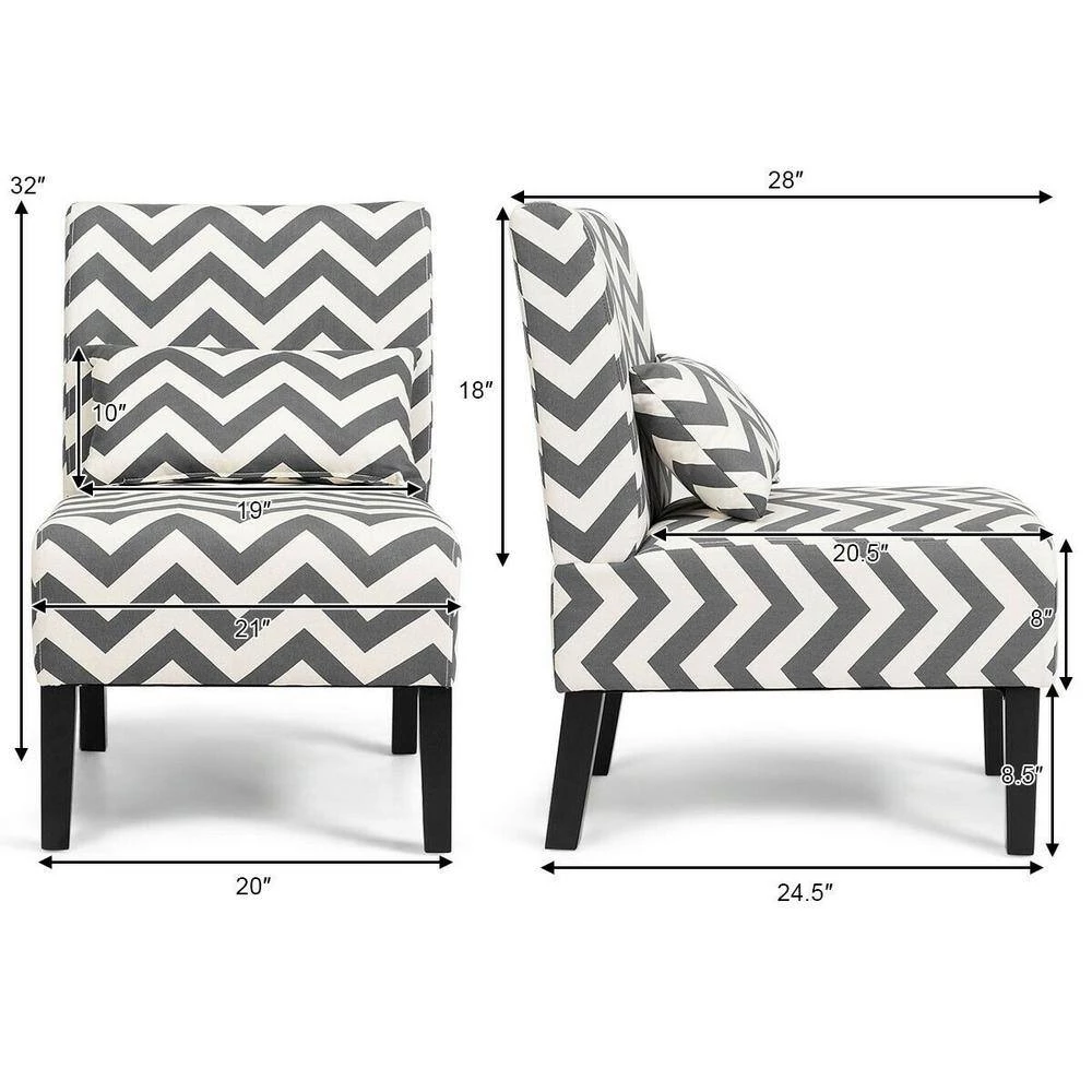 Gray and Beige Stripe Accent Chair with Lumbar Pillow by Boyel Living 7 Gray and Beige Stripe Accent Chair with Lumbar Pillow by Boyel Living - Image 5