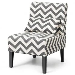 Gray and Beige Stripe Accent Chair with Lumbar Pillow by Boyel Living 11 Gray and Beige Stripe Accent Chair with Lumbar Pillow by Boyel Living -MODWAY store gray beige boyel living dining chairs wf hw64436gr 4f 1000