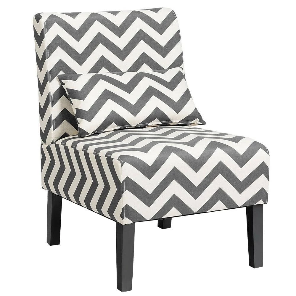 Gray and Beige Stripe Accent Chair with Lumbar Pillow by Boyel Living 3 Gray and Beige Stripe Accent Chair with Lumbar Pillow by Boyel Living