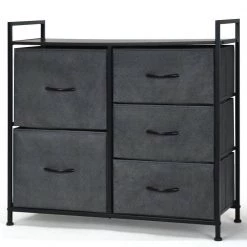 5-Dorm Dark Gray Room Unit Side Drawers Storage Cabinet by Boyel Living