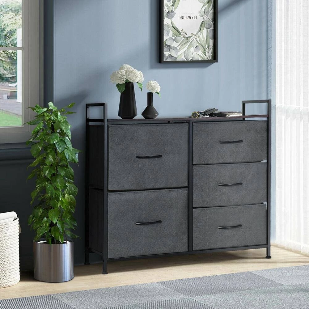 5-Dorm Dark Gray Room Unit Side Drawers Storage Cabinet by Boyel Living 4 5-Dorm Dark Gray Room Unit Side Drawers Storage Cabinet by Boyel Living - Image 2