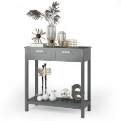 2-Drawers Gray Entryway Accent Storage Cabinet by Boyel Living -MODWAY store gray boyel living accent cabinets hysn 65113gr 4f 1000