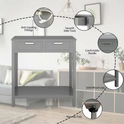 2-Drawers Gray Entryway Accent Storage Cabinet by Boyel Living -MODWAY store gray boyel living accent cabinets hysn 65113gr 77 1000