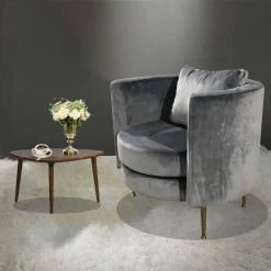 32 in. Accent Popular Grey Velvet Armchair with Pillow by Boyel Living 15 32 in. Accent Popular Grey Velvet Armchair with Pillow by Boyel Living -MODWAY store gray boyel living accent chairs ed upsf20001002 1f 1000