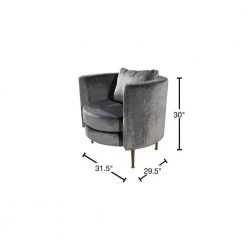 32 in. Accent Popular Grey Velvet Armchair with Pillow by Boyel Living 12 32 in. Accent Popular Grey Velvet Armchair with Pillow by Boyel Living -MODWAY store gray boyel living accent chairs ed upsf20001002 40 1000