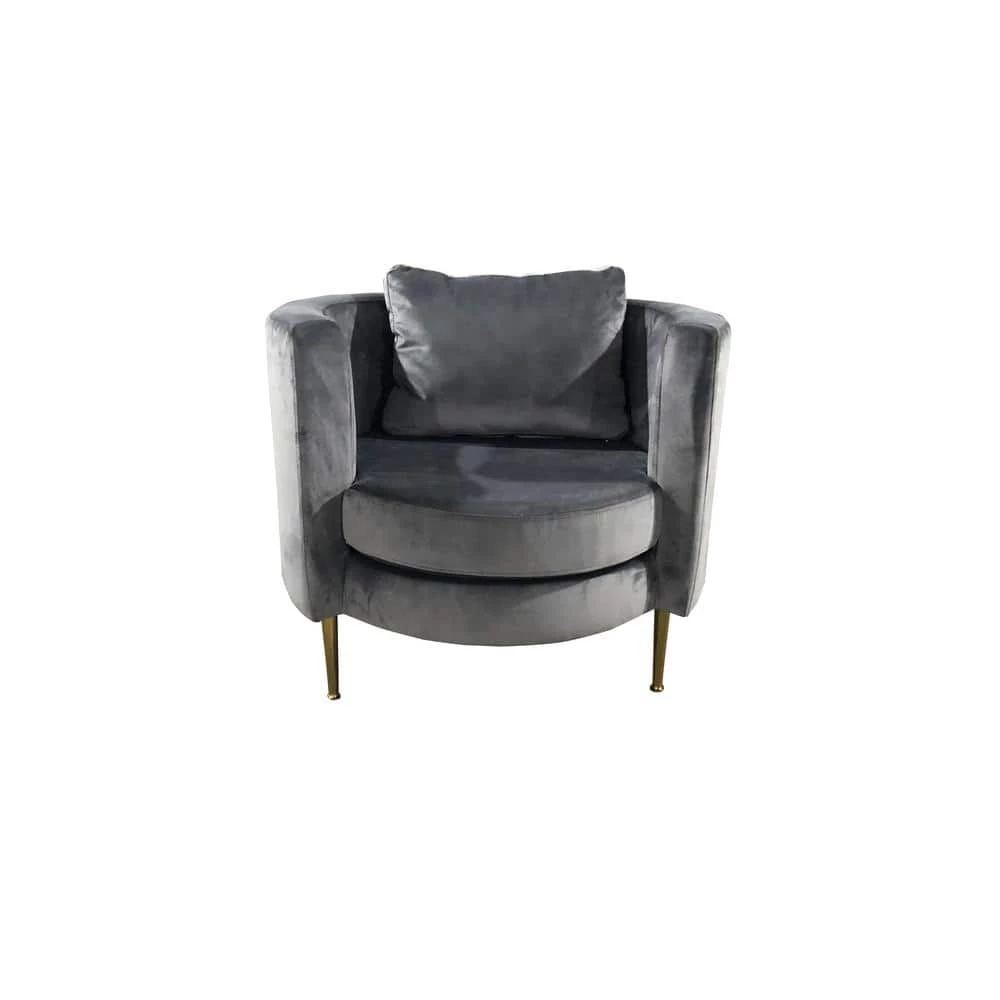 32 in. Accent Popular Grey Velvet Armchair with Pillow by Boyel Living 3 32 in. Accent Popular Grey Velvet Armchair with Pillow by Boyel Living