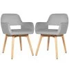 2-Piece Gray Tufted Velvet Upholstered Accent Arm Chairs by Boyel Living