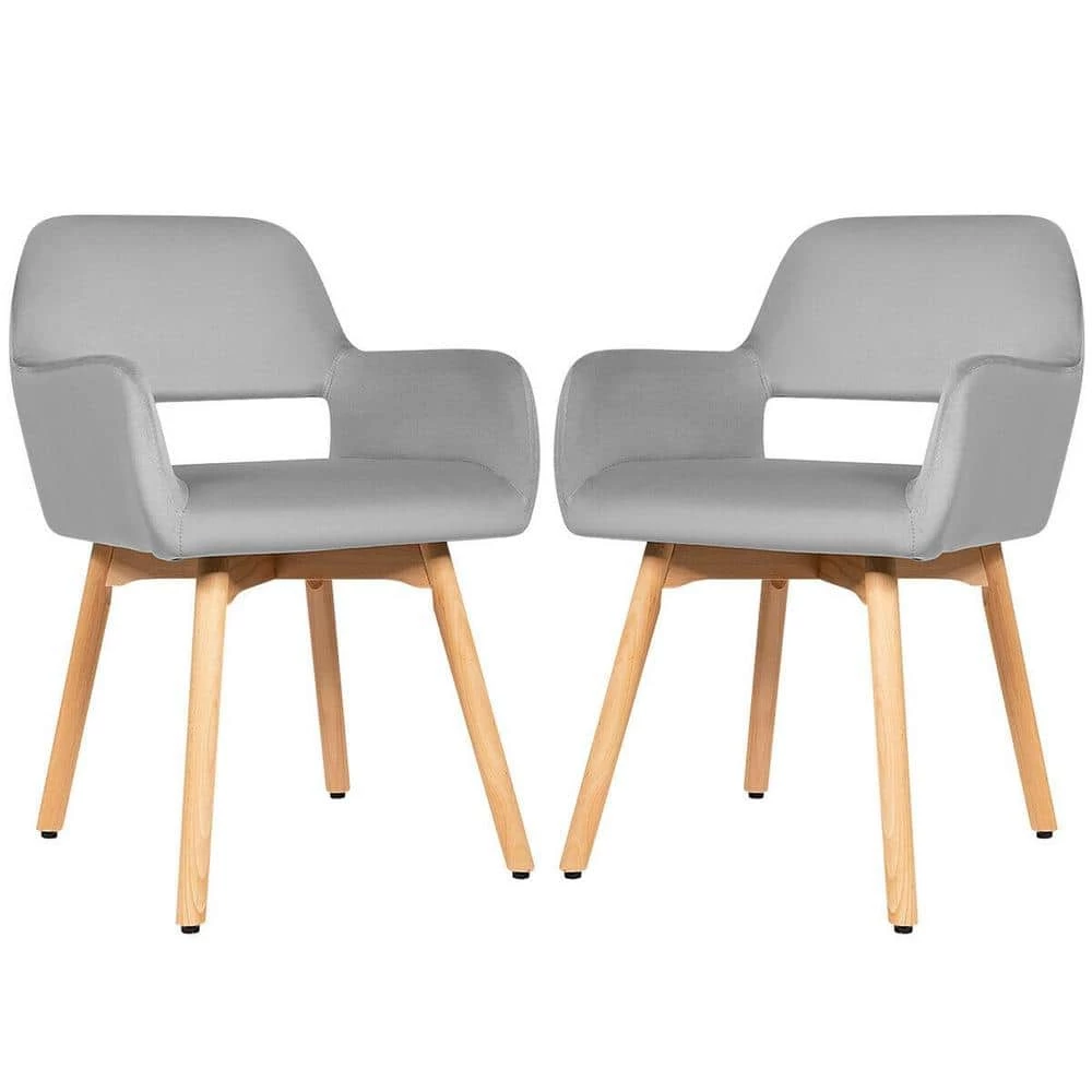 2-Piece Gray Tufted Velvet Upholstered Accent Arm Chairs by Boyel Living 3 2-Piece Gray Tufted Velvet Upholstered Accent Arm Chairs by Boyel Living