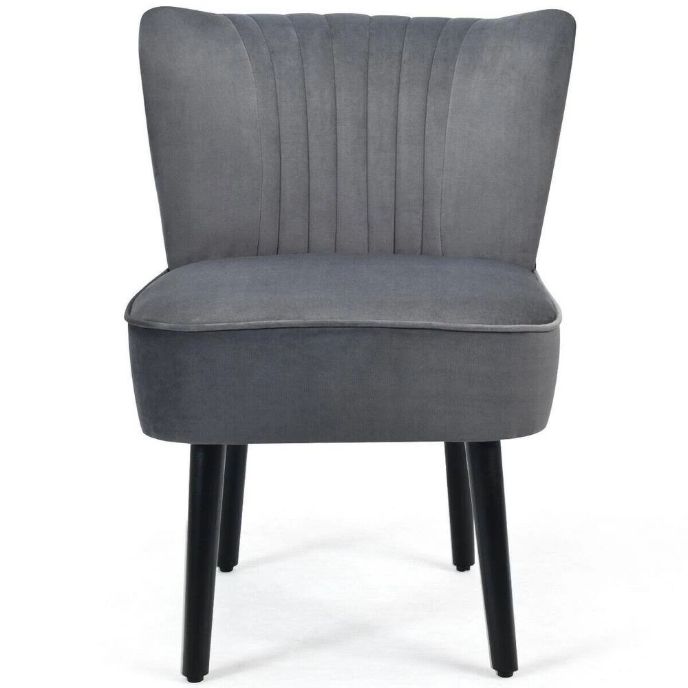2-Piece Grey Flannel Armless Upholstered Leisure Accent Chairs by Boyel Living 7 2-Piece Grey Flannel Armless Upholstered Leisure Accent Chairs by Boyel Living - Image 5
