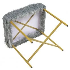 Faux Fur Metal Legs Ottoman Stool in Gray by Boyel Living -MODWAY store gray boyel living bar stools hysn 63935gr c3 1000