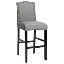 30 in. 2-Piece Gray Upholstered Kitchen Nailhead Bar Stools by Boyel Living 13 30 in. 2-Piece Gray Upholstered Kitchen Nailhead Bar Stools by Boyel Living -MODWAY store gray boyel living bar stools hysn 64222gr 4f 1000