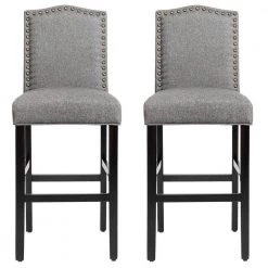 30 in. 2-Piece Gray Upholstered Kitchen Nailhead Bar Stools by Boyel Living 12 30 in. 2-Piece Gray Upholstered Kitchen Nailhead Bar Stools by Boyel Living -MODWAY store gray boyel living bar stools hysn 64222gr c3 1000