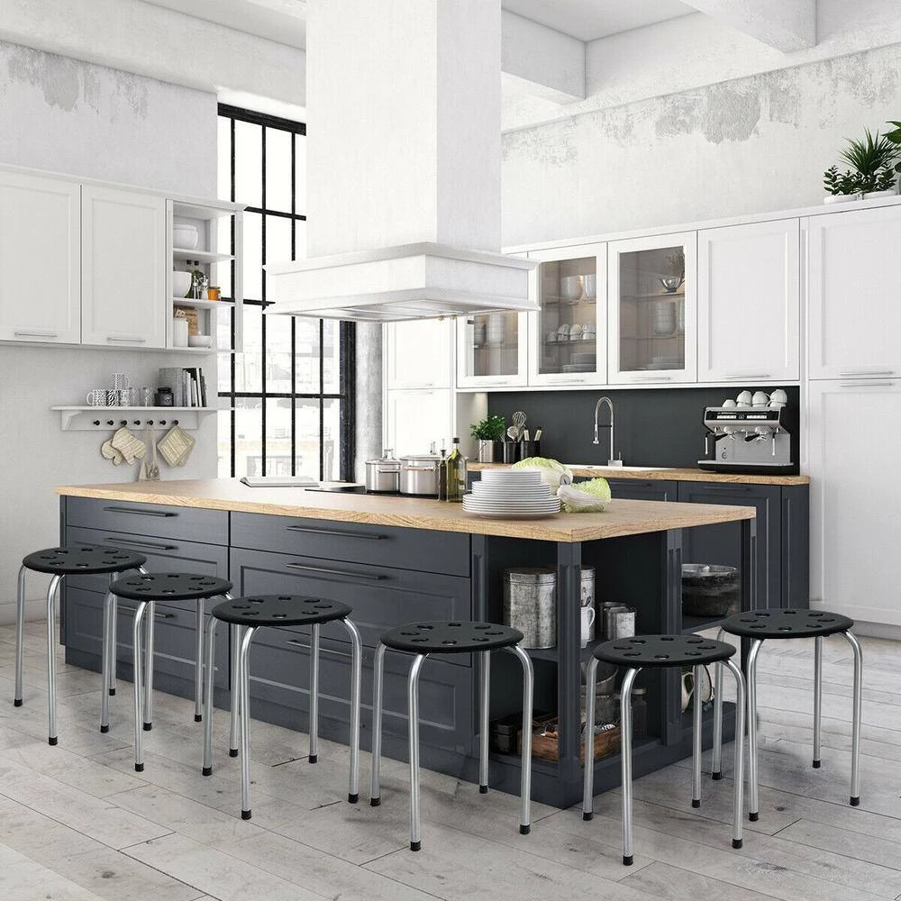 17.5 in. 6-Piece Gray Portable Plastic Stack Stools by Boyel Living 7 17.5 in. 6-Piece Gray Portable Plastic Stack Stools by Boyel Living - Image 5