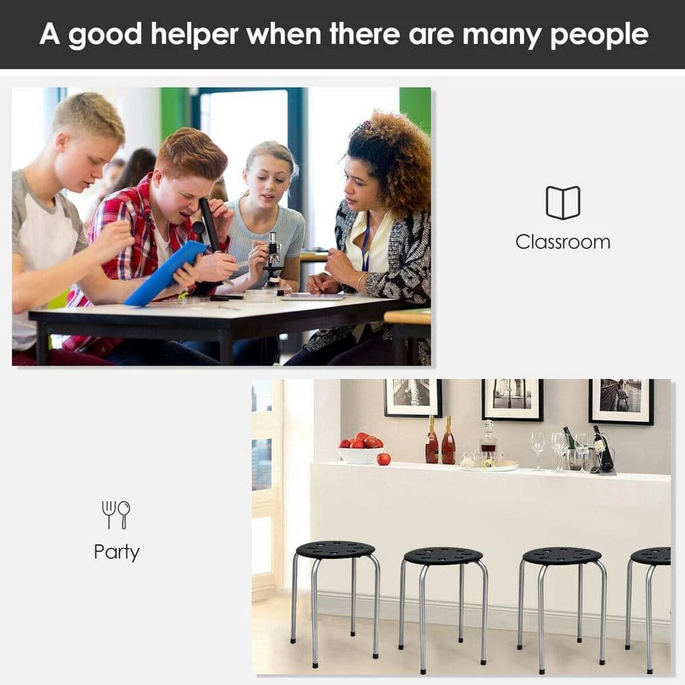 17.5 in. 6-Piece Gray Portable Plastic Stack Stools by Boyel Living 4 17.5 in. 6-Piece Gray Portable Plastic Stack Stools by Boyel Living - Image 2