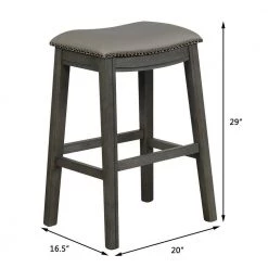 Gray 29 in. Upholstered Side Chairs Saddle Nailhead Kitchen Counter Chairs(Set of 2) by Boyel Living -MODWAY store gray boyel living bar stools hysn 66520gr 1f 1000