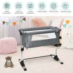 Gray Portable Baby Bed Side Sleeper Bassinet Crib with Carrying Bag by Boyel Living 13 Gray Portable Baby Bed Side Sleeper Bassinet Crib with Carrying Bag by Boyel Living -MODWAY store gray boyel living cribs hysn 5339gr 31 1000
