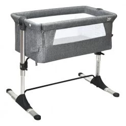 Gray Portable Baby Bed Side Sleeper Bassinet Crib with Carrying Bag by Boyel Living