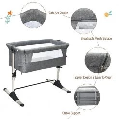 Gray Portable Baby Bed Side Sleeper Bassinet Crib with Carrying Bag by Boyel Living 10 Gray Portable Baby Bed Side Sleeper Bassinet Crib with Carrying Bag by Boyel Living -MODWAY store gray boyel living cribs hysn 5339gr c3 1000