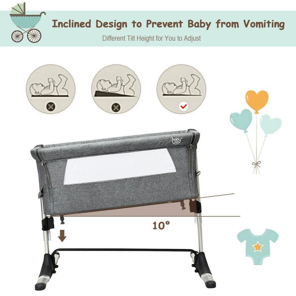 Gray Portable Baby Bed Side Sleeper Bassinet Crib with Carrying Bag by Boyel Living 4 Gray Portable Baby Bed Side Sleeper Bassinet Crib with Carrying Bag by Boyel Living - Image 2