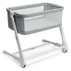Gray Adjustable Baby Height Bassinet with Washable Mattress and Wheels by Boyel Living
