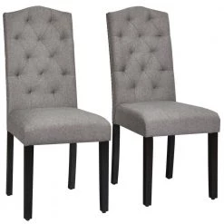 Gray 2-Piece Tufted Upholstered Dining Chairs by Boyel Living