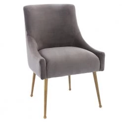 Gray Velvet Upholstered Dining Chair with Electroplated Legs (Set of 2) by Boyel Living -MODWAY store gray boyel living dining chairs wf hfsn 128gy c3 1000