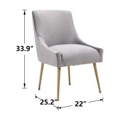 Gray Velvet Upholstered Dining Chair with Electroplated Legs (Set of 2) by Boyel Living -MODWAY store gray boyel living dining chairs wf hfsn 128gy fa 1000
