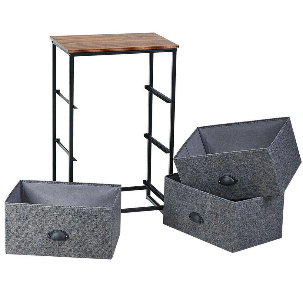 18 in. Gray Side End Table Nightstand with Removable Drawers by Boyel Living 7 18 in. Gray Side End Table Nightstand with Removable Drawers by Boyel Living - Image 5