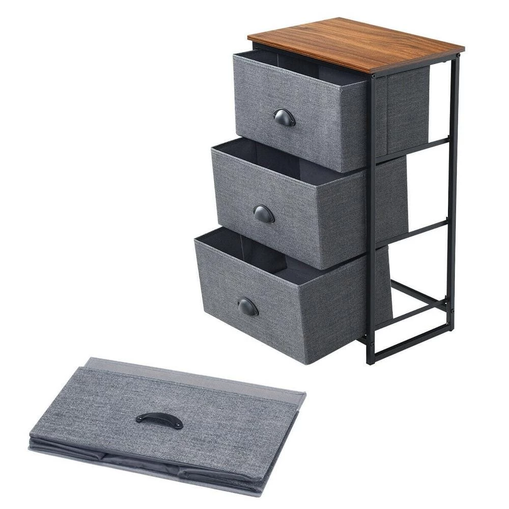 18 in. Gray Side End Table Nightstand with Removable Drawers by Boyel Living 6 18 in. Gray Side End Table Nightstand with Removable Drawers by Boyel Living - Image 4